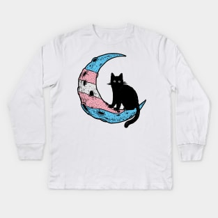 Transgender Moon Cat Kids Long Sleeve T-Shirt